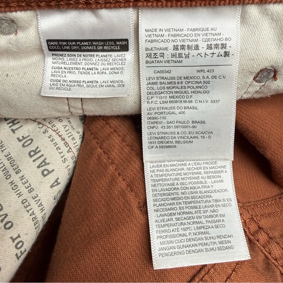 Levi’s 511 Corduroy Pants Burnt Orange Brown - Picture 10 of 11